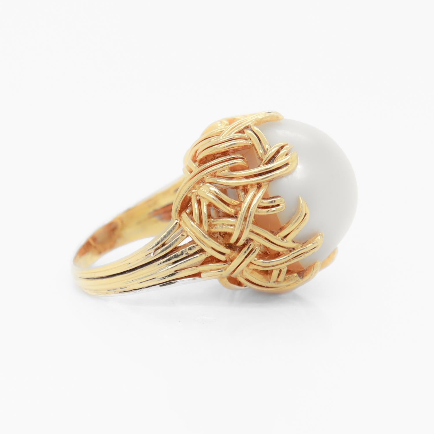 Tiffany & Co. 18K Yellow Gold & Mabe Pearl Cocktail Ring 4