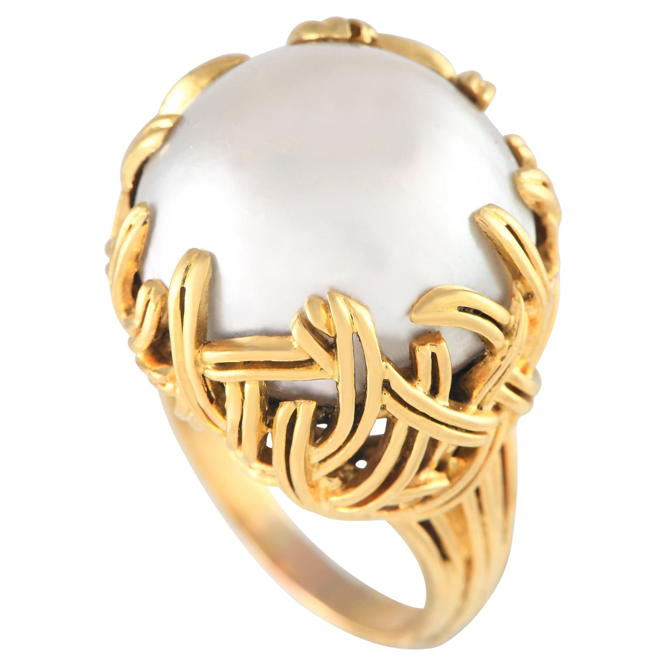 Tiffany & Co. 18K Yellow Gold Mabe Pearl Ring For Sale