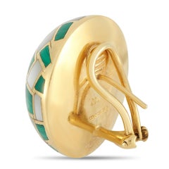 Tiffany & Co. 18K Yellow Gold Malachite and Mother of Pearl Earrings