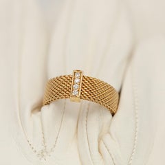 Tiffany & Co. 18K Yellow Gold Mesh Band Ring with Diamonds, US 6.75