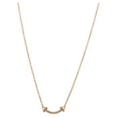 Tiffany & Co. 18K Yellow Gold Mini Diamonds T Smile Pendant Necklace