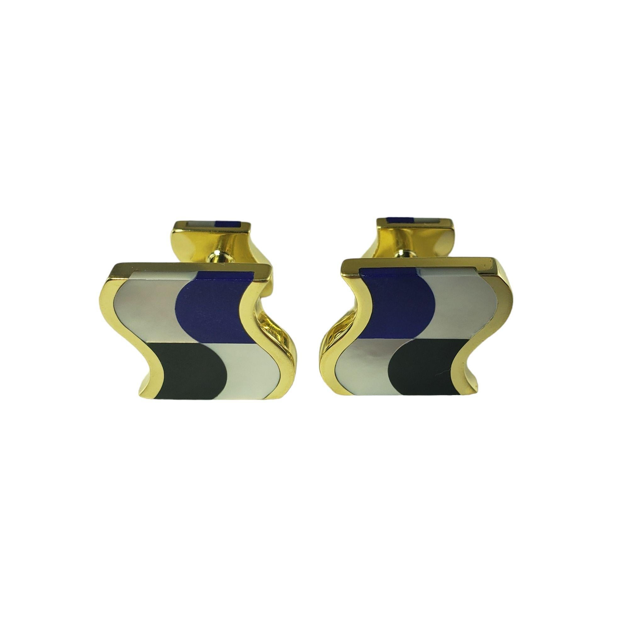 Cabochon Tiffany & Co. 18K Yellow Gold Mother of Pearl, Onyx and Lapis Lazuli Cufflinks For Sale