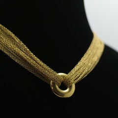 Tiffany & Co. 18k Yellow Gold Multi Strand Mesh Circle Round Pendant with Toggle