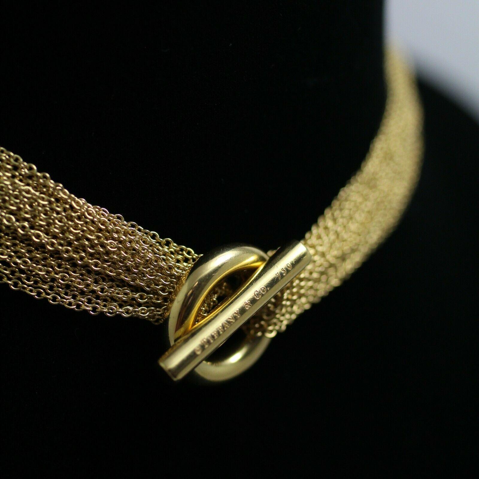 Contemporary Tiffany & Co. 18k Yellow Gold Multi Strand Mesh Circle Round Pendant with Toggle