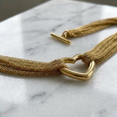 Tiffany & Co. 18K Yellow Gold Multi-Strand Mesh Heart Necklace