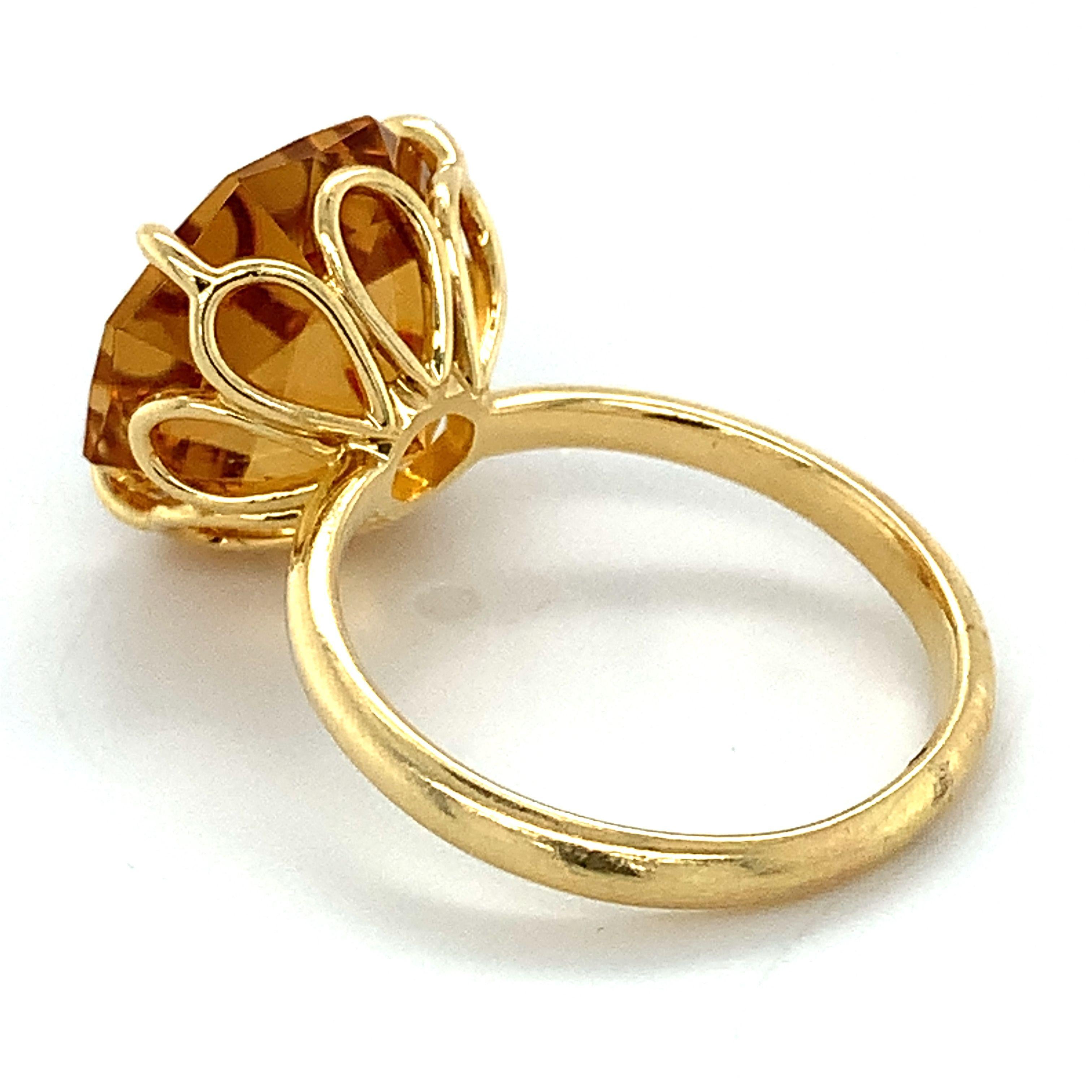 Tiffany & Co. 18k Yellow Gold Octagon Cut Orange Citrine Solitaire Ring 1