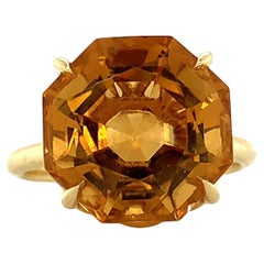 Tiffany & Co. 18k Yellow Gold Octagon Cut Orange Citrine Solitaire Ring