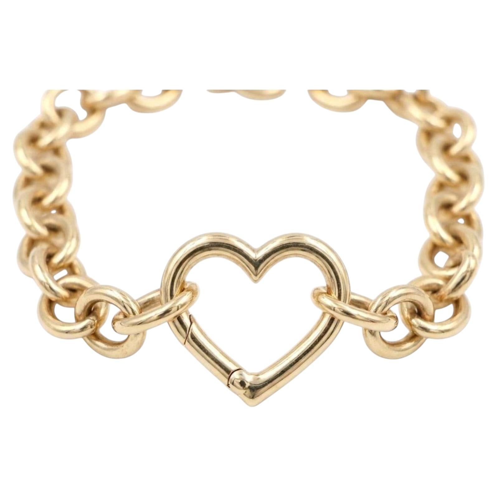 Bracciale Tiffany & Co. in oro giallo 18 carati con chiusura a cuore aperto e maglie massicce, 45,5 grammi