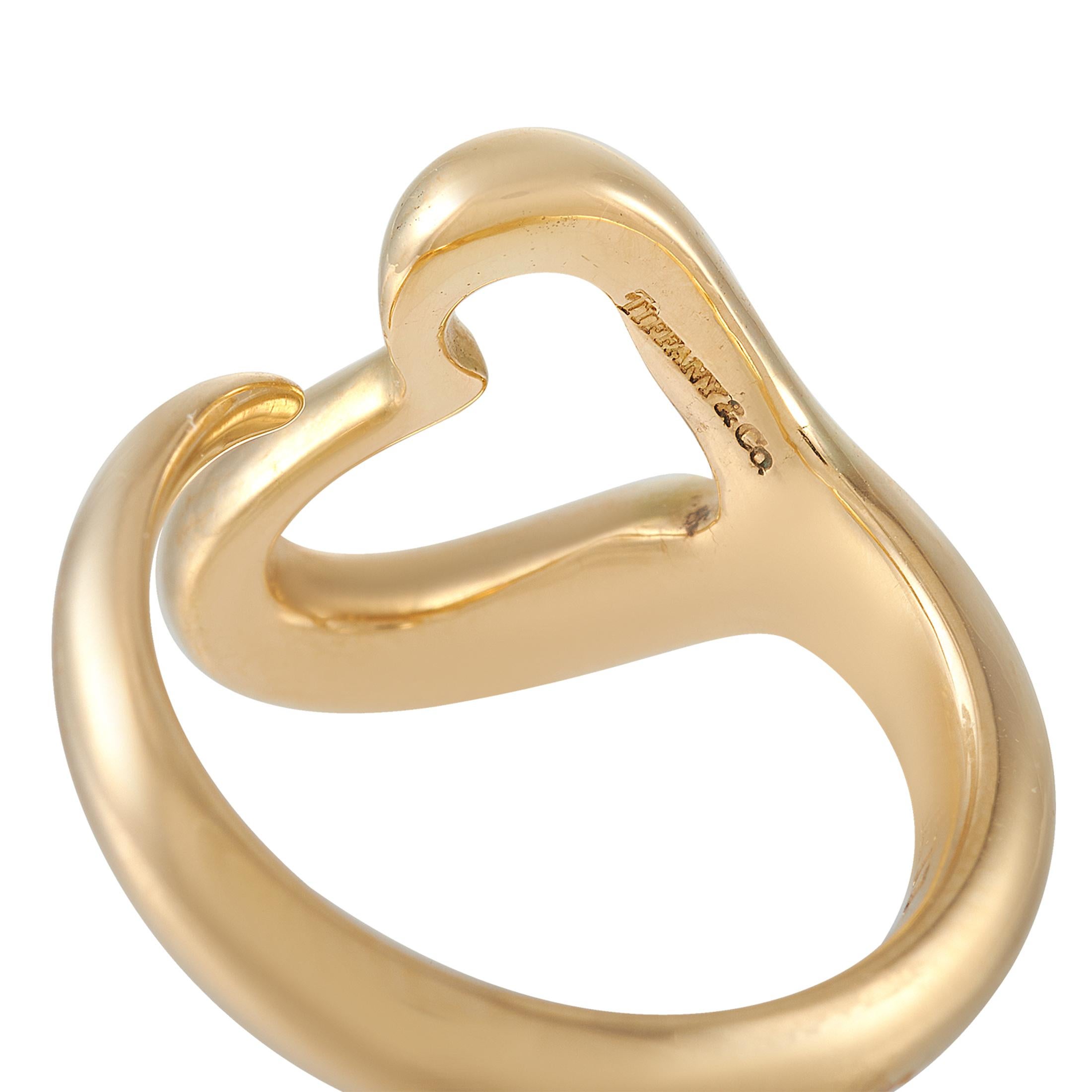 Women's Tiffany & Co. 18 Karat Yellow Gold Open Heart Sculpted Ring