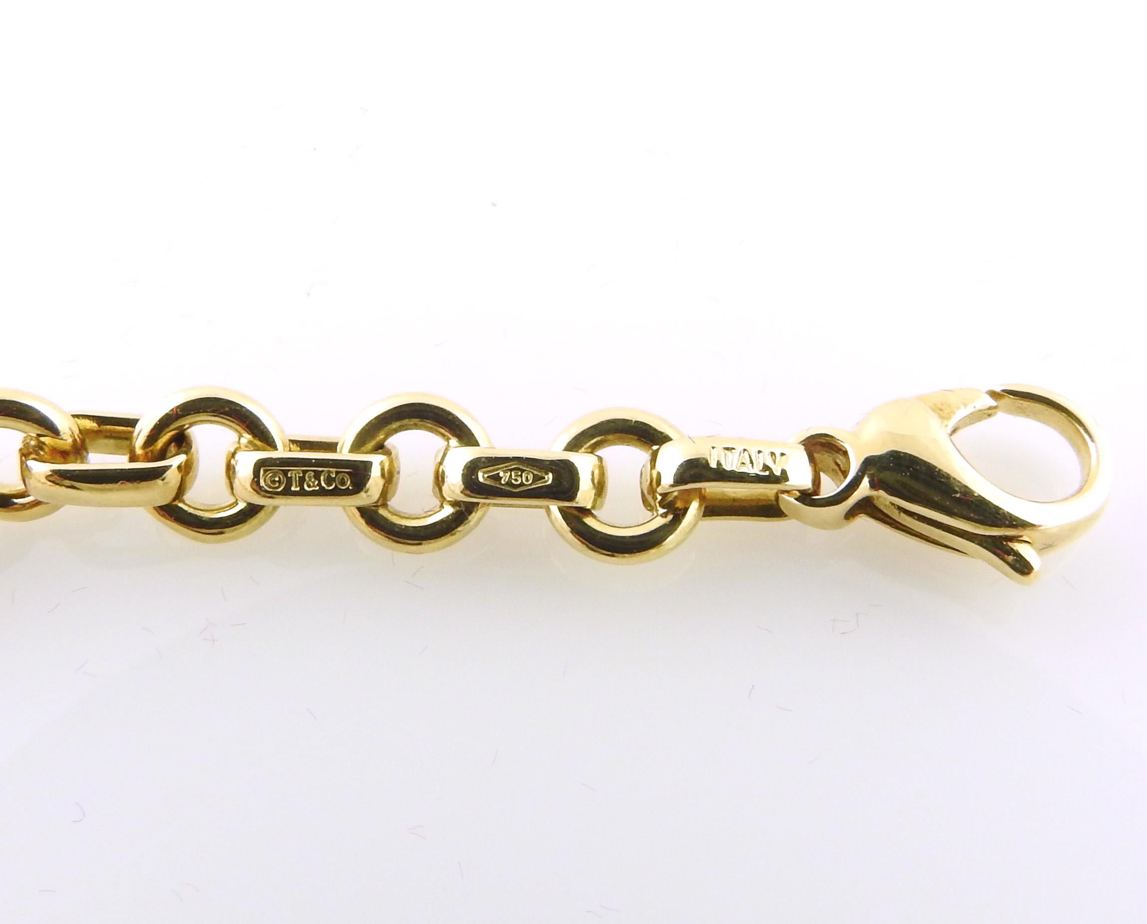 Tiffany & Co. 18K Yellow Gold Oval and Circle Link Charm Bracelet 7