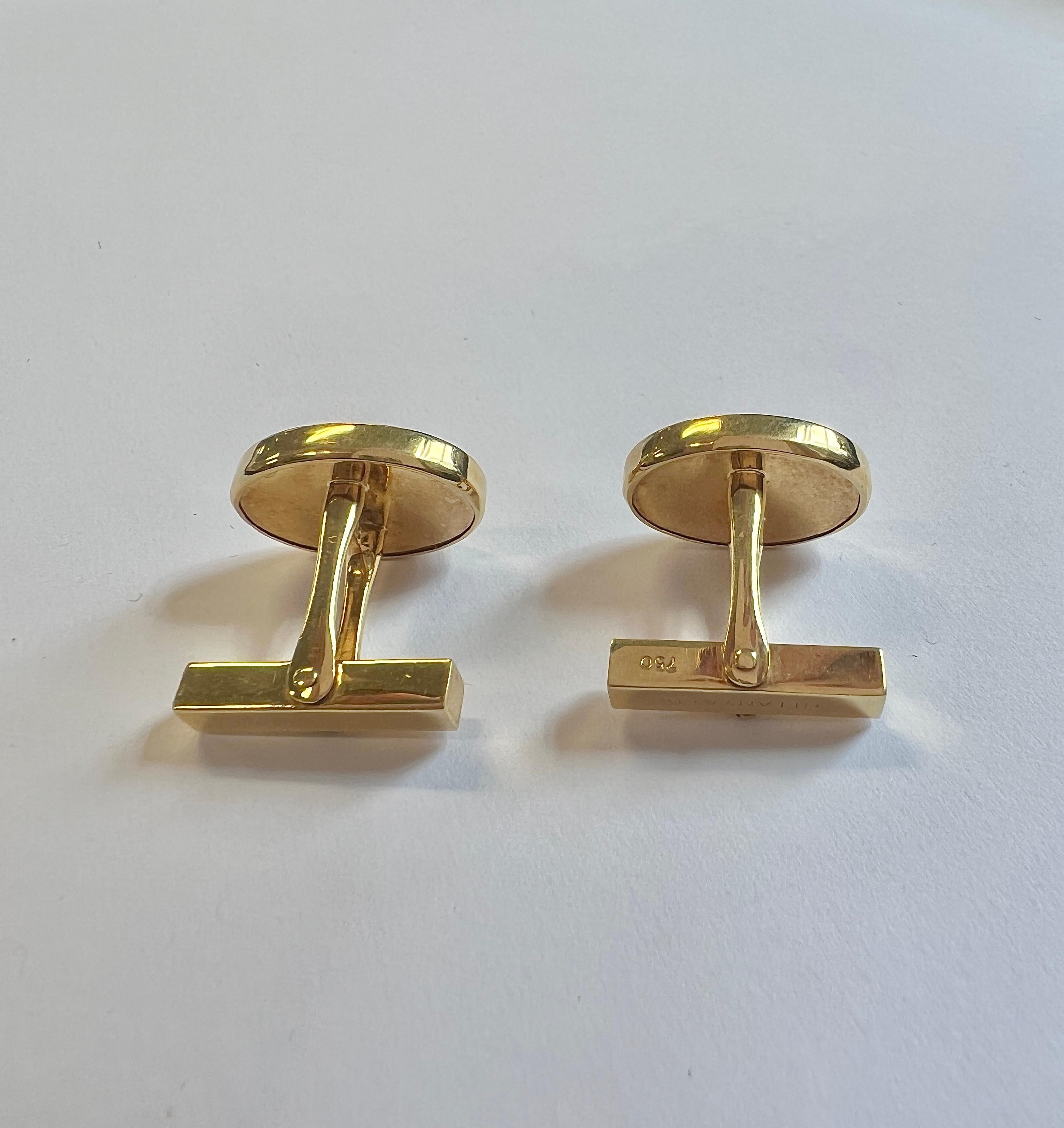 Taglio ovale TIFFANY & Co. - Ciondoli ovali in oro giallo 18 carati con onice nero e diamanti in vendita