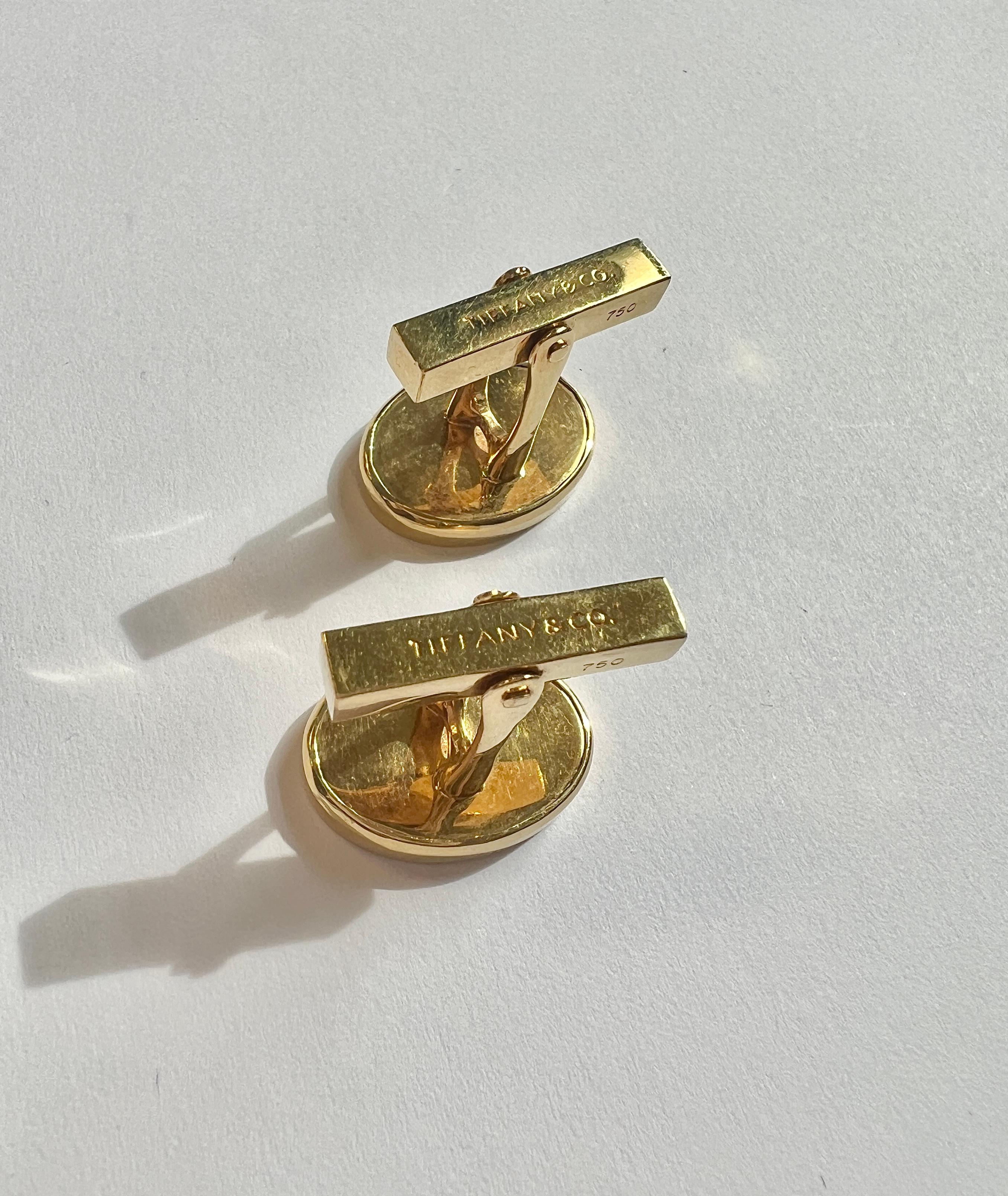 da uomo o donna TIFFANY & Co. - Ciondoli ovali in oro giallo 18 carati con onice nero e diamanti in vendita