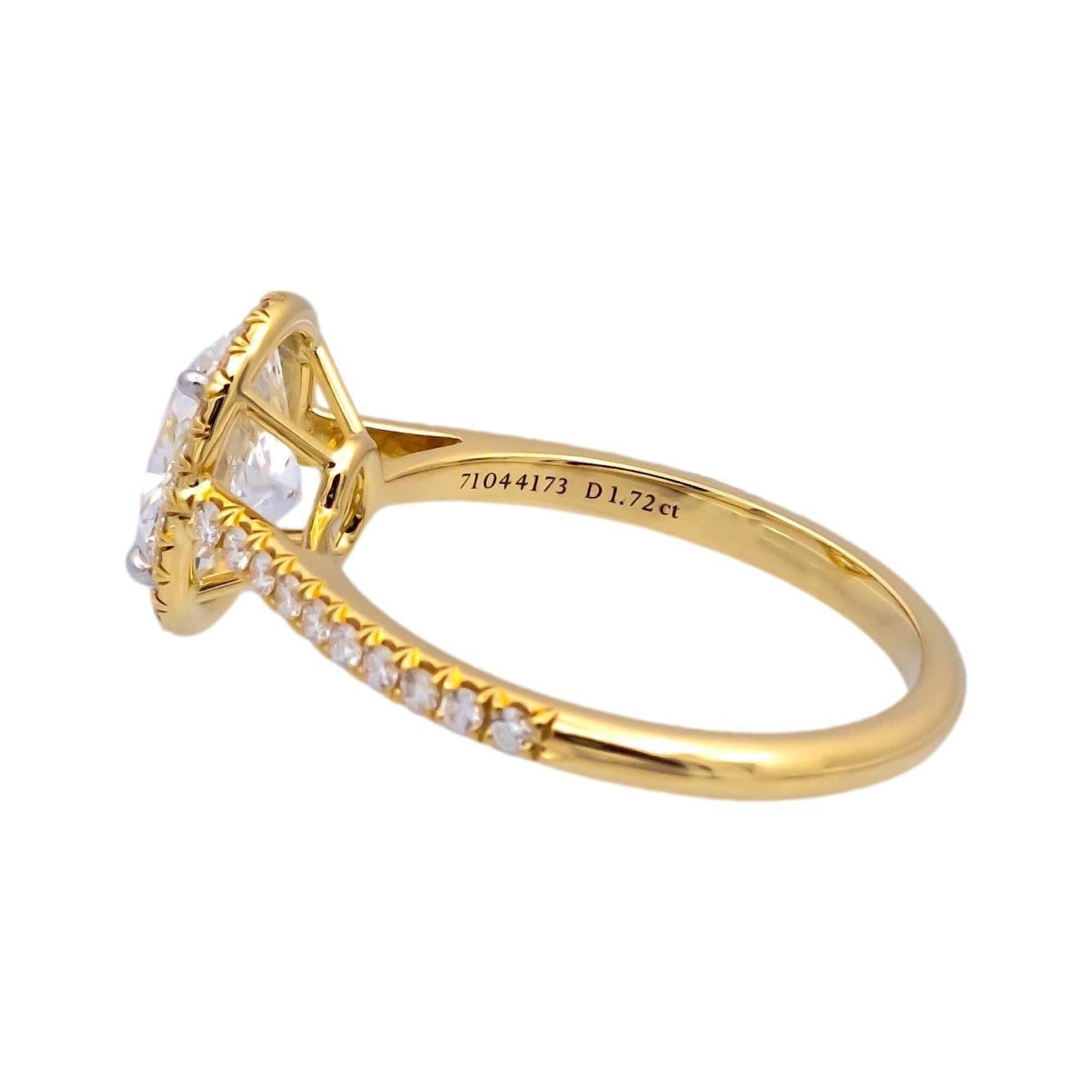 Modern Tiffany & Co. 18K Yellow Gold Oval Diamond Soleste Engagement Ring 2.02ctTW FVS1 For Sale