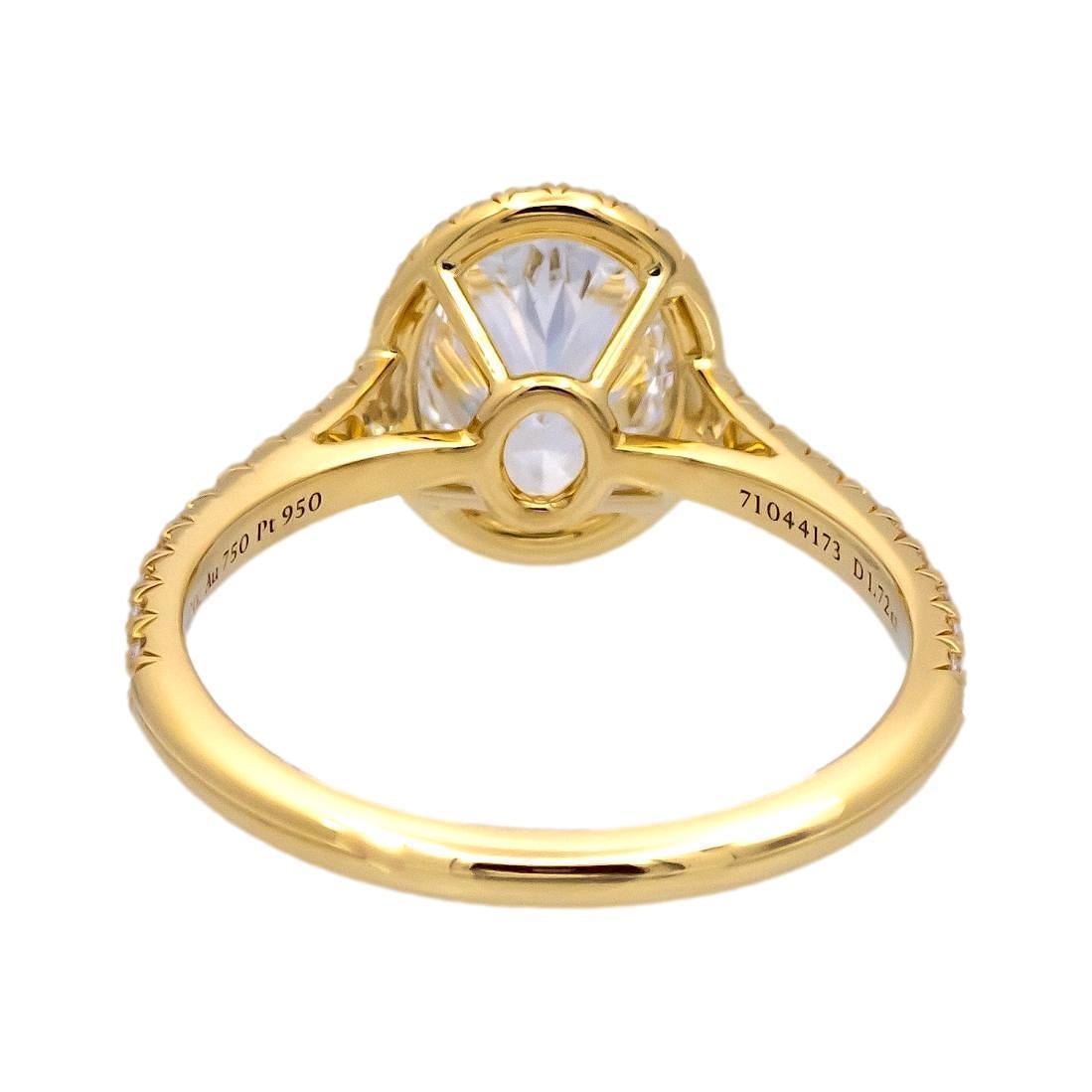 Modern Tiffany & Co. 18K Yellow Gold Oval Diamond Soleste Engagement Ring 2.02ctTW FVS1