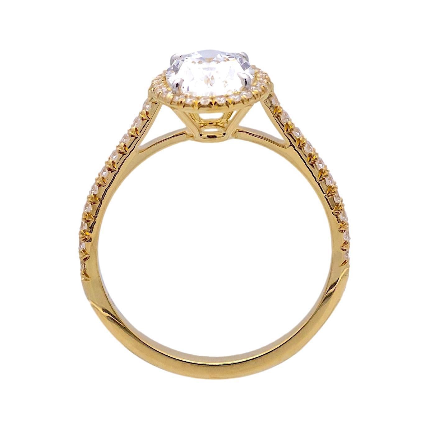 Women's Tiffany & Co. 18K Yellow Gold Oval Diamond Soleste Engagement Ring 2.02ctTW FVS1