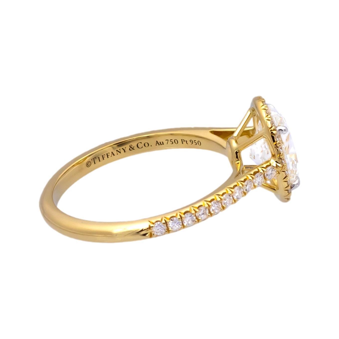 Tiffany & Co. 18K Yellow Gold Oval Diamond Soleste Engagement Ring 2.02ctTW FVS1 For Sale 1