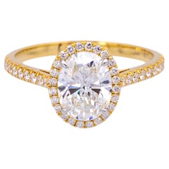 Tiffany & Co. 18K Yellow Gold Oval Diamond Soleste Engagement Ring 2.02ctTW FVS1