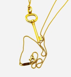Tiffany & Co. 18K Yellow Gold Oval Key Pendant Necklace