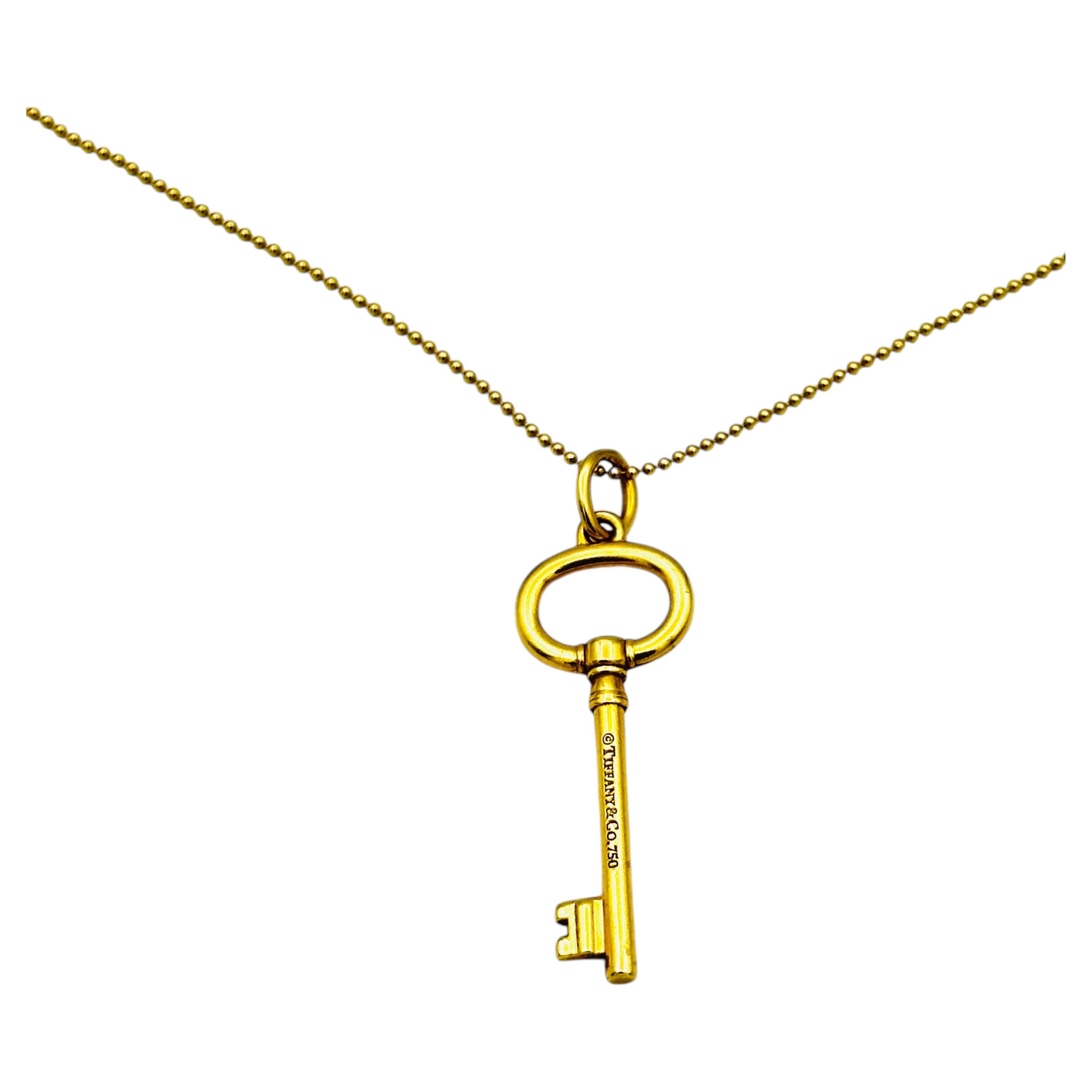 Tiffany & Co. 18K Yellow Gold Oval Key Pendant Necklace