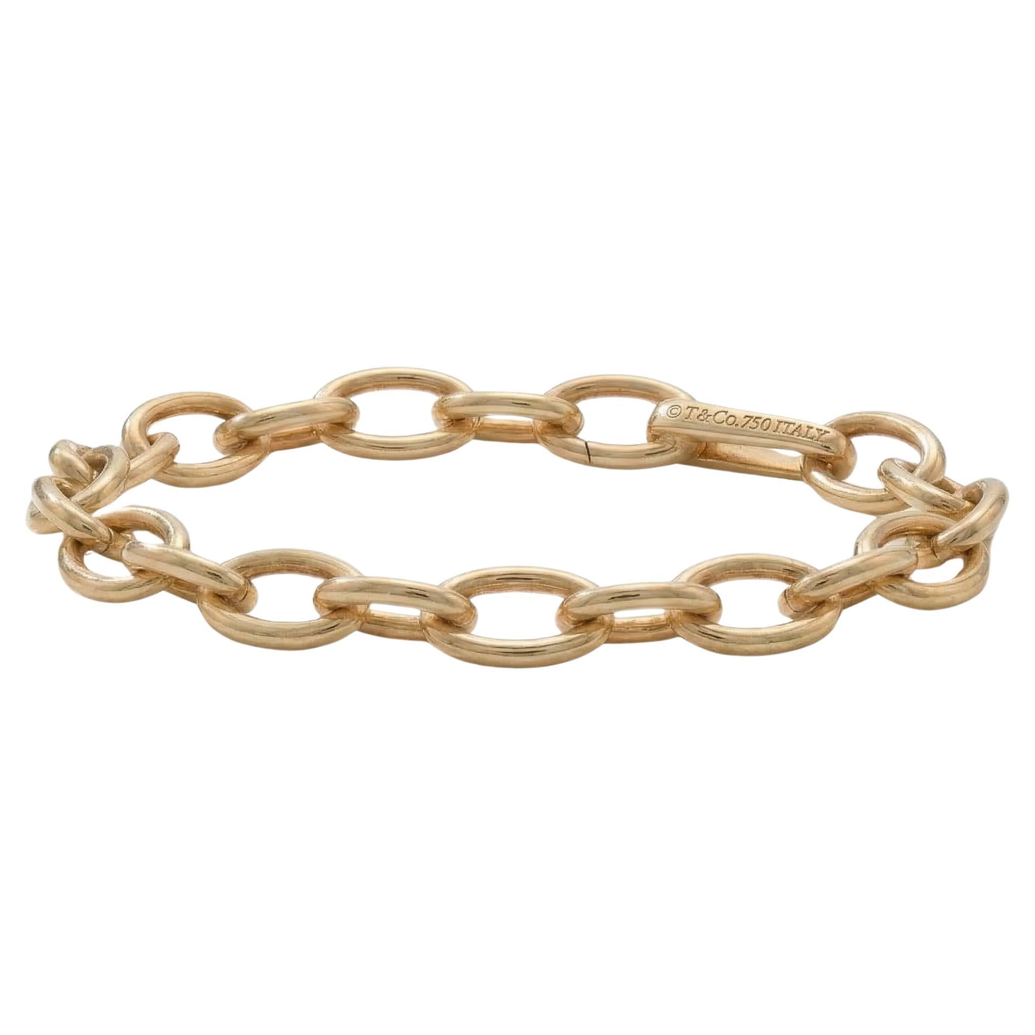 Tiffany and Co. 18K Yellow Gold Oval Link Chain Bracelet For Sale