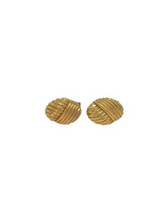 Tiffany & Co 18k Yellow Gold Oval Woven Rope Knot Cufflinks