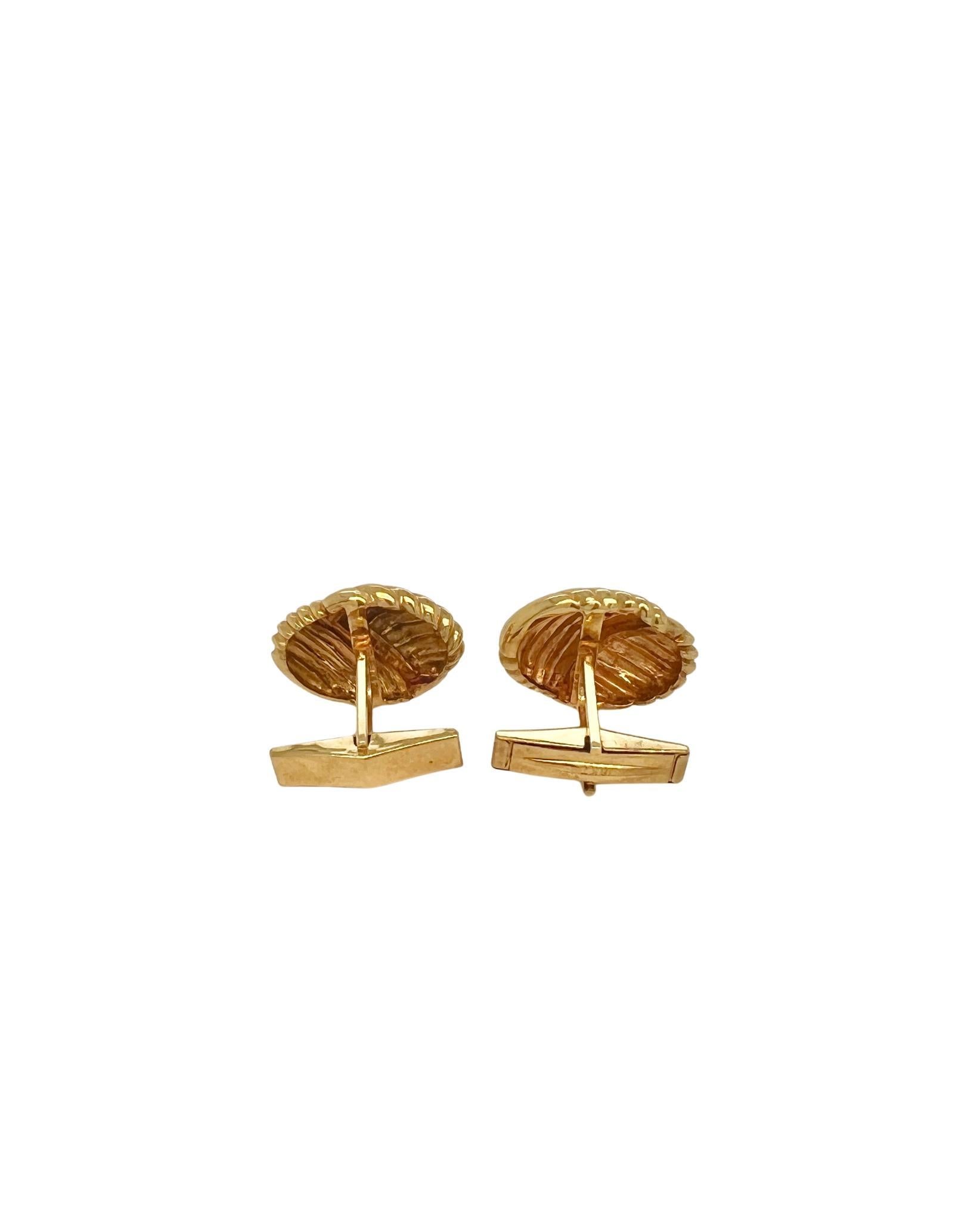 Boutons de manchette Tiffany & Co en or jaune 18 carats, nœud de corde ovale tissé Excellent état - En vente à New York, NY