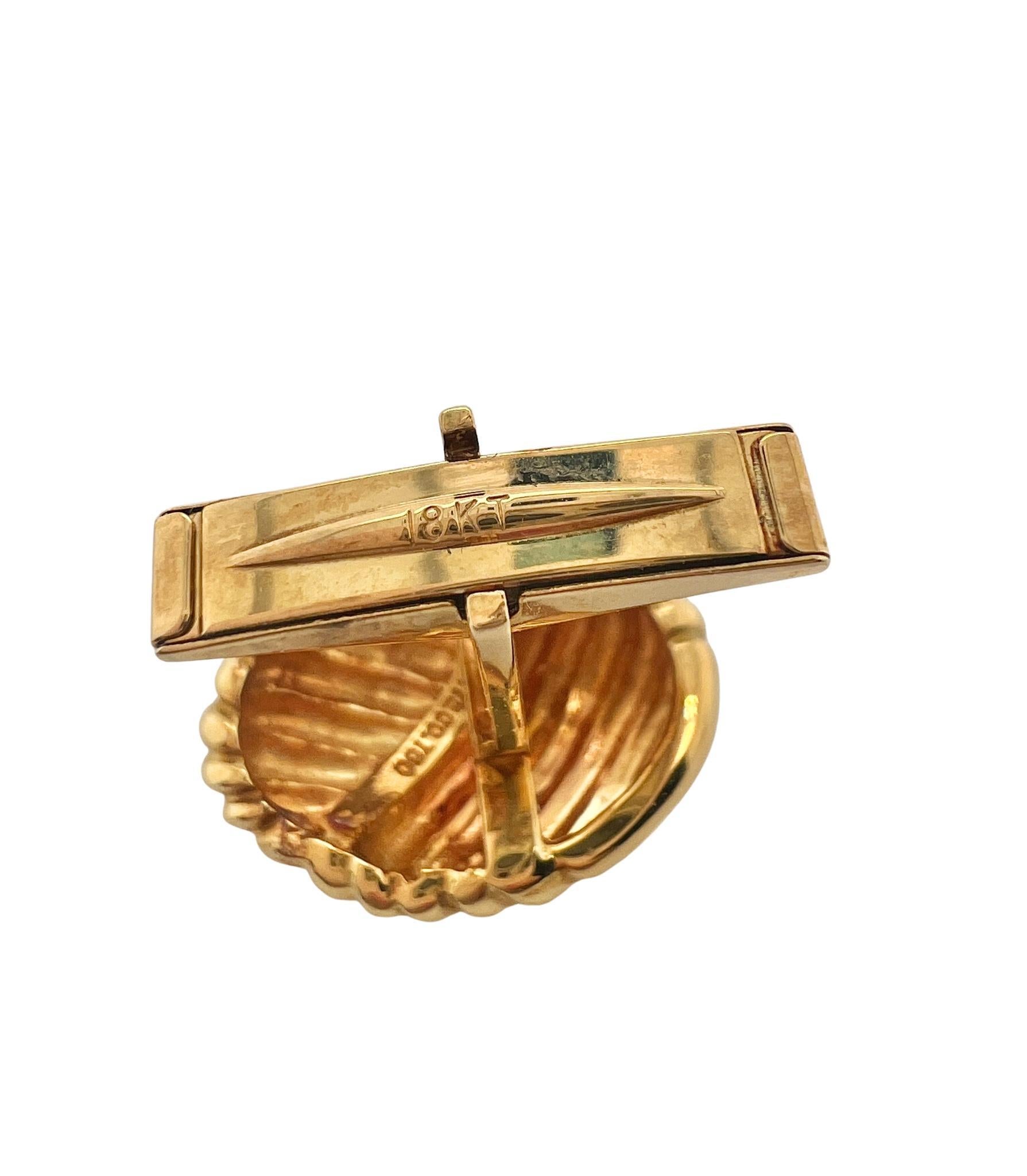 Boutons de manchette Tiffany & Co en or jaune 18 carats, nœud de corde ovale tissé Pour hommes en vente