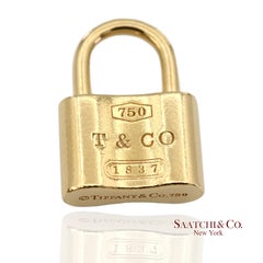 Tiffany & Co. 18K Yellow Gold Padlock Charm Pendant Necklace (Non Openable)