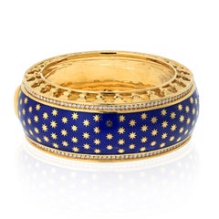 Tiffany & Co. 18K Yellow Gold Paloma Picasso Blue Enamel Star Bangle