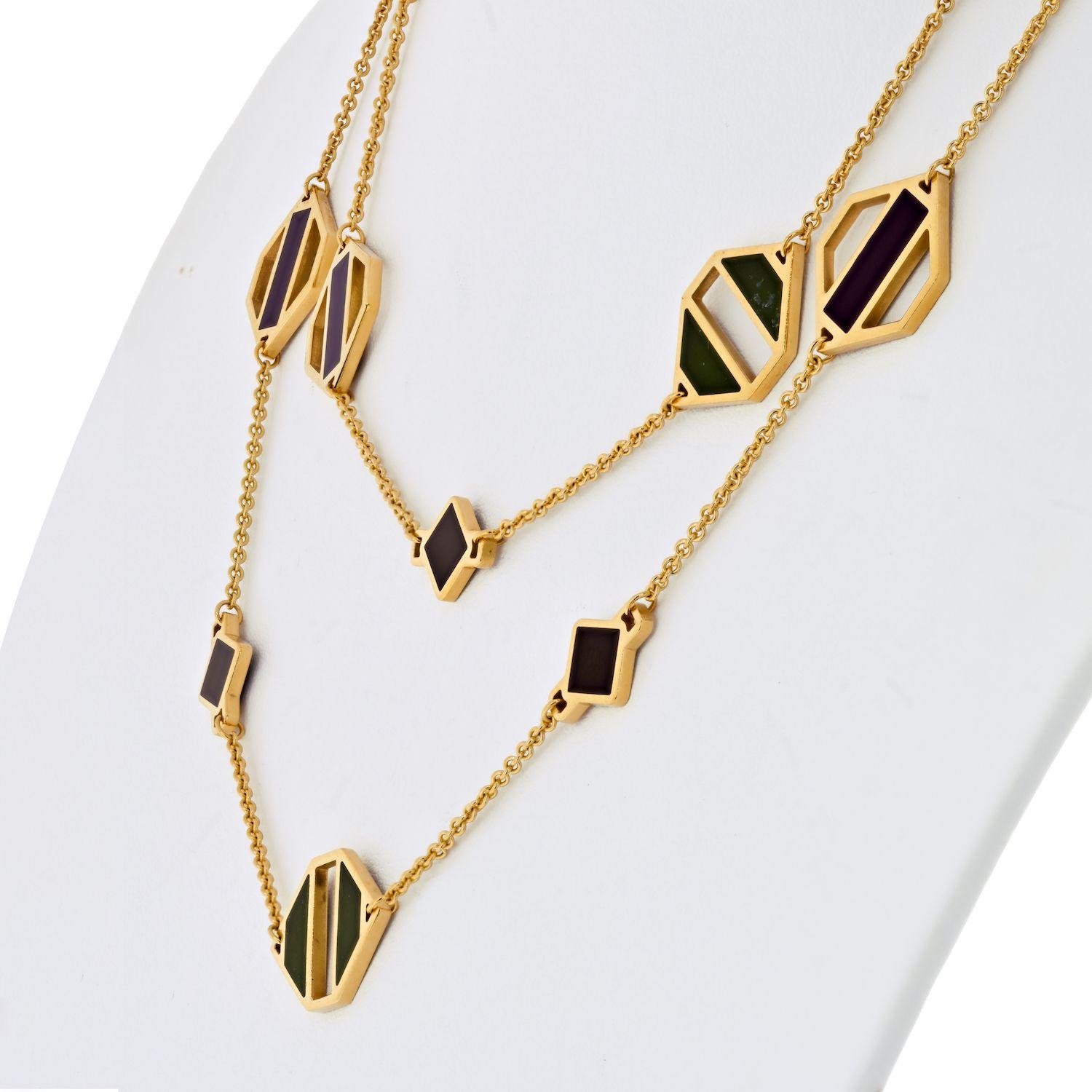 Modern Tiffany & Co. 18 Karat Yellow Gold Paloma Picasso Enamel Station Chain Necklace