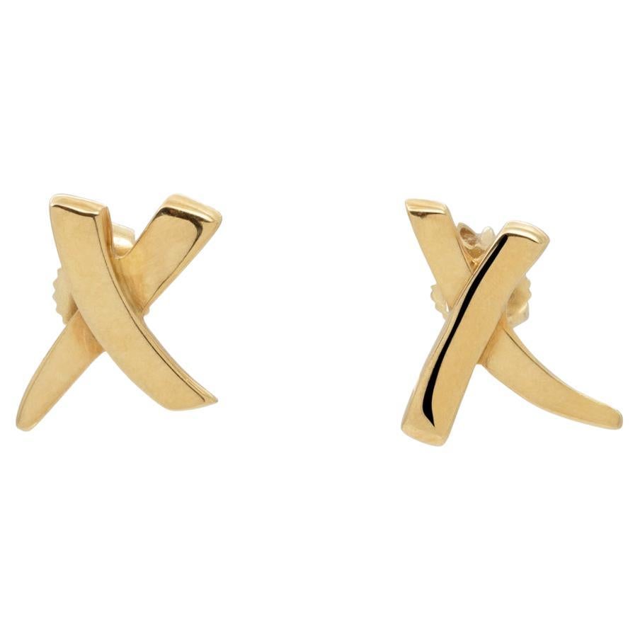 Tiffany & Co. 18K Yellow Gold Paloma Picasso Graffiti "X" Stud Earrings