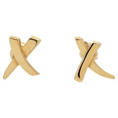 Tiffany & Co. 18K Yellow Gold Paloma Picasso Graffiti "X" Stud Earrings