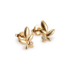 Tiffany & Co. 18K Yellow Gold Paloma Picasso Olive Leaf Diamond Stud Earrings
