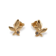 Tiffany & Co. 18 Karat Gelbgold Paloma Picasso Olivblatt-Diamant-Ohrstecker