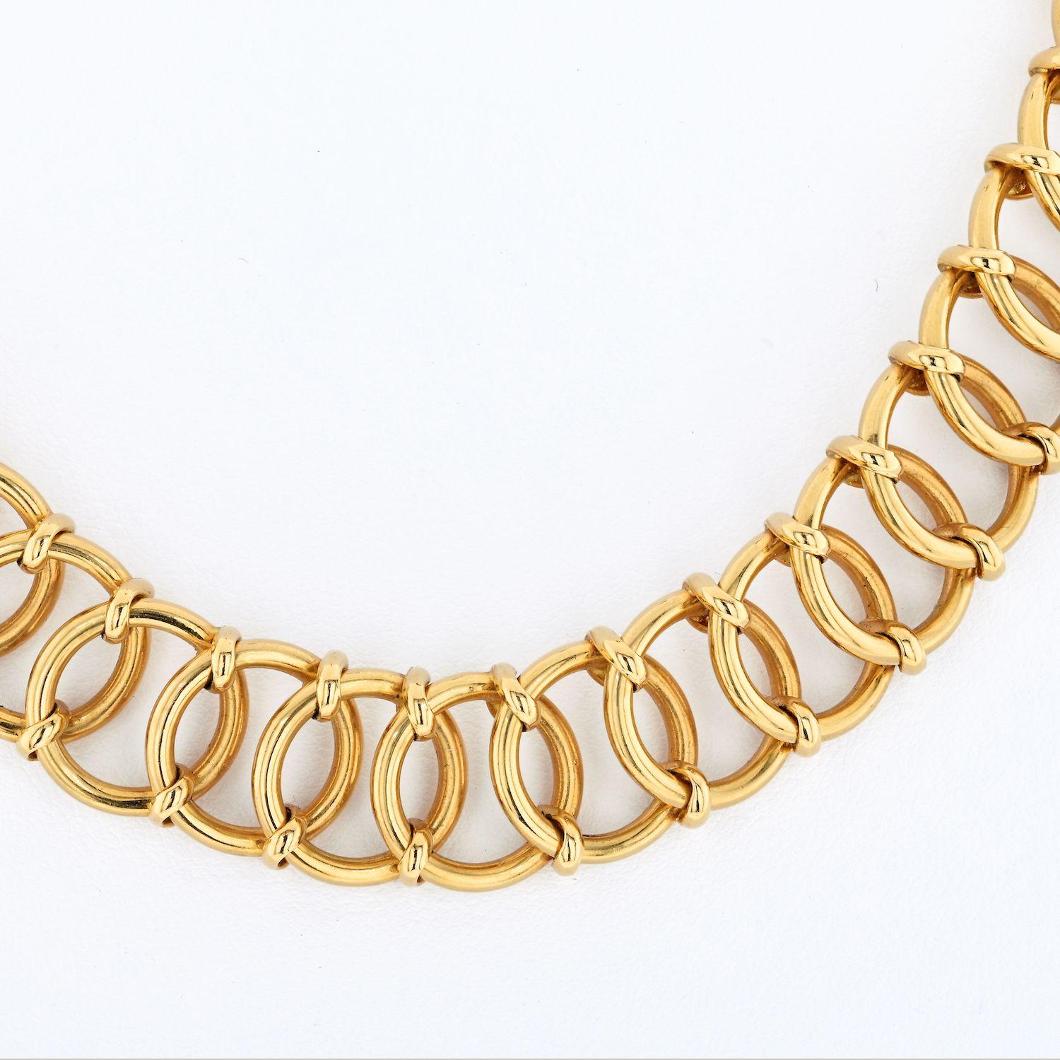Tiffany & Co. 18K Yellow Gold Paloma Picasso Open Round Link Chain Necklace In Excellent Condition In New York, NY