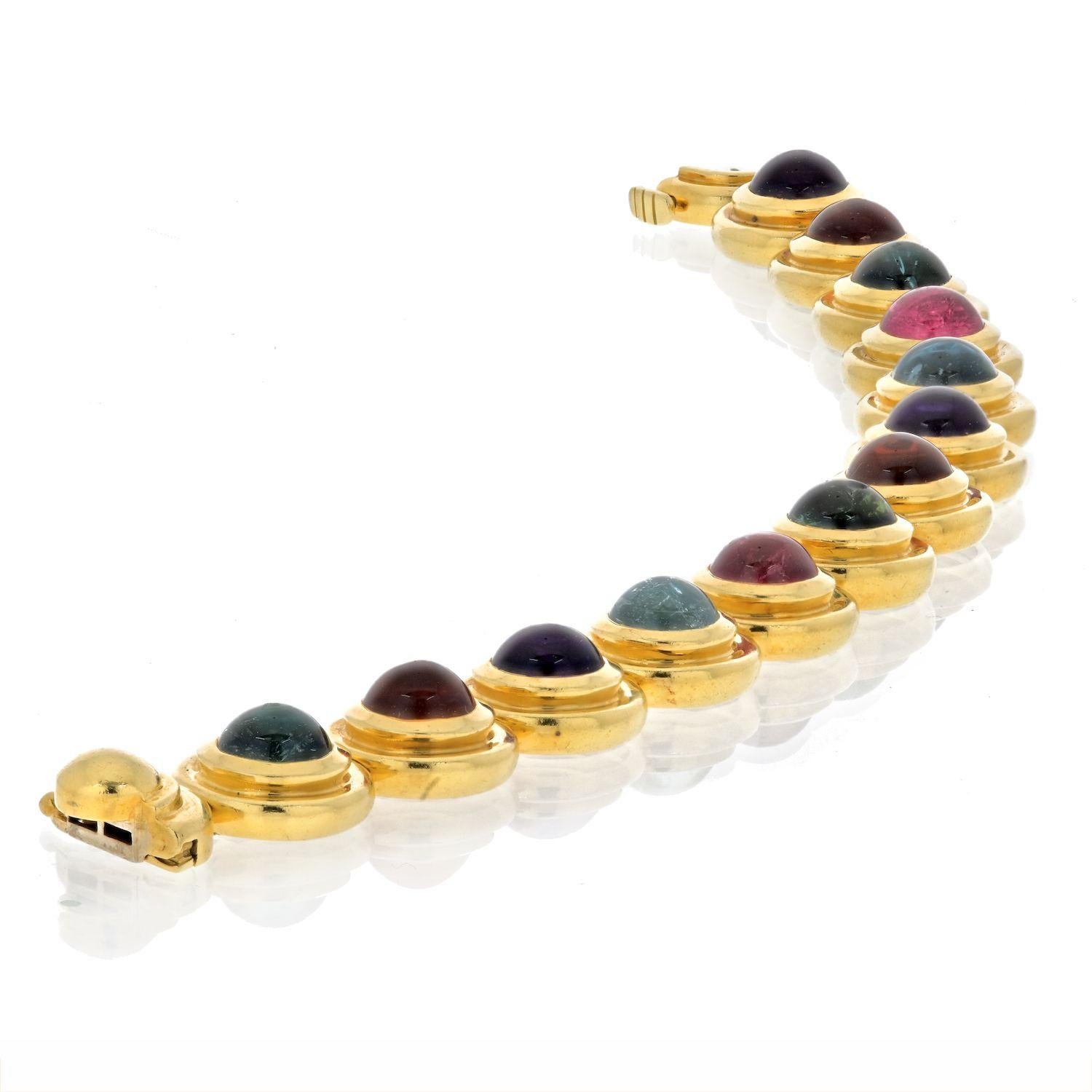 gold bracelet with semi precious stones