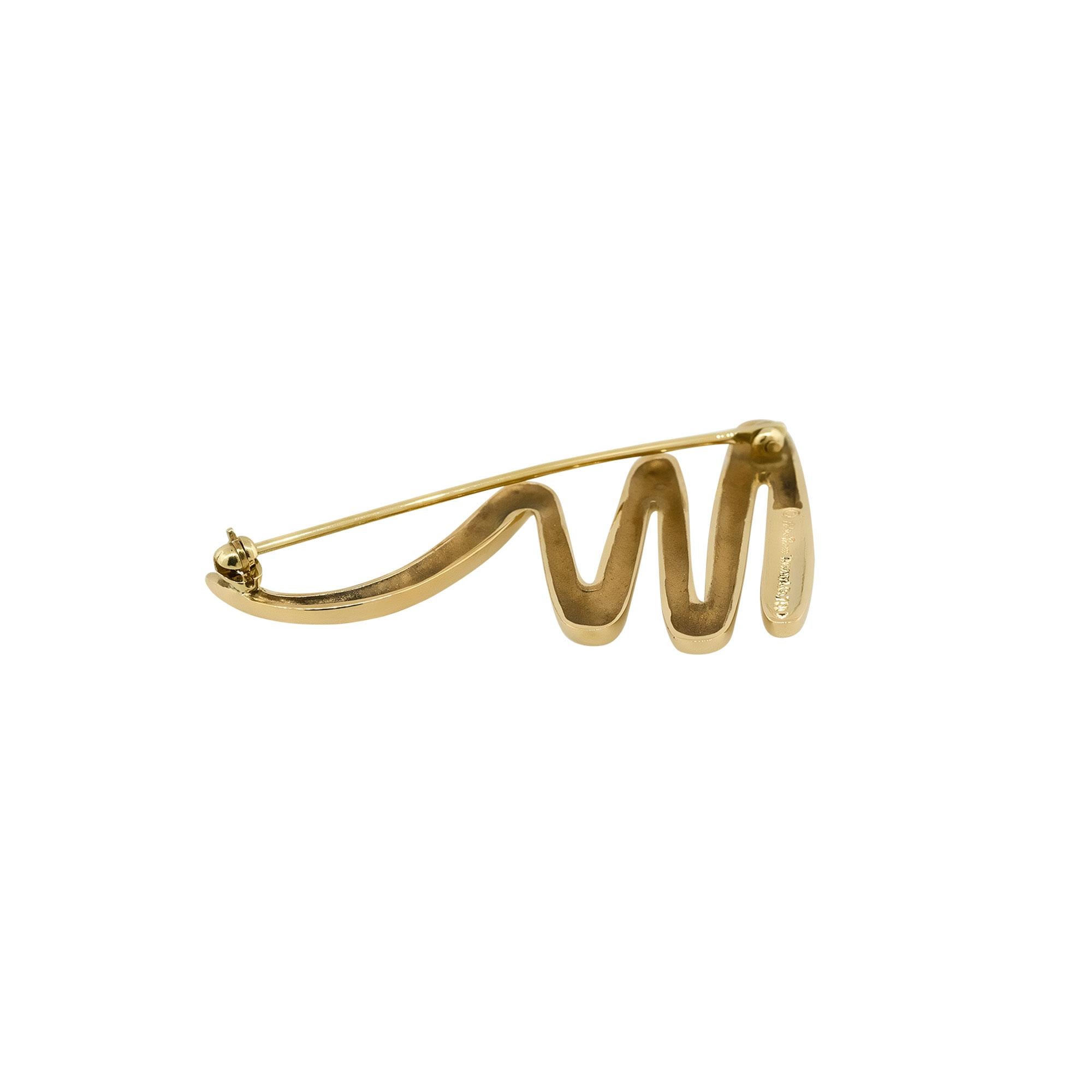 Women's or Men's Tiffany & Co. 18k Yellow Gold Paloma Picasso Zig Zag Brooch Pin In Stock For Sale