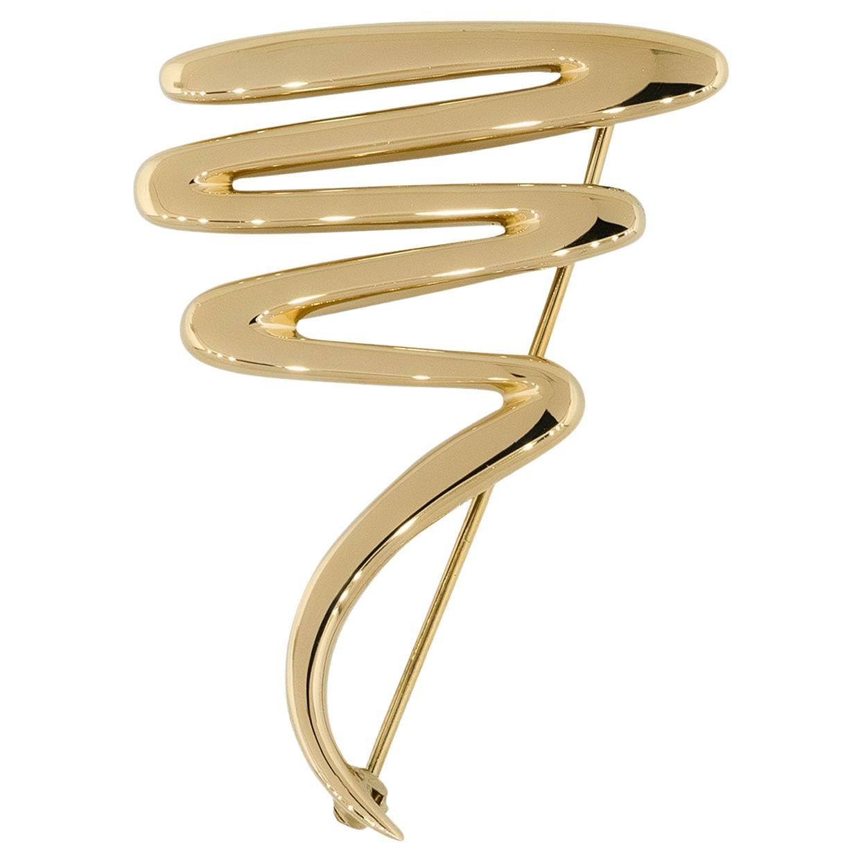 Tiffany & Co. 18k Yellow Gold Paloma Picasso Zig Zag Brooch Pin In Stock
