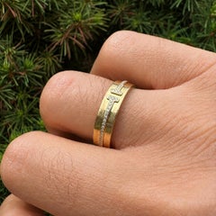 Tiffany & Co. 18k Yellow Gold Pave Diamond T Wide Eternity Band Ring sz 10.5