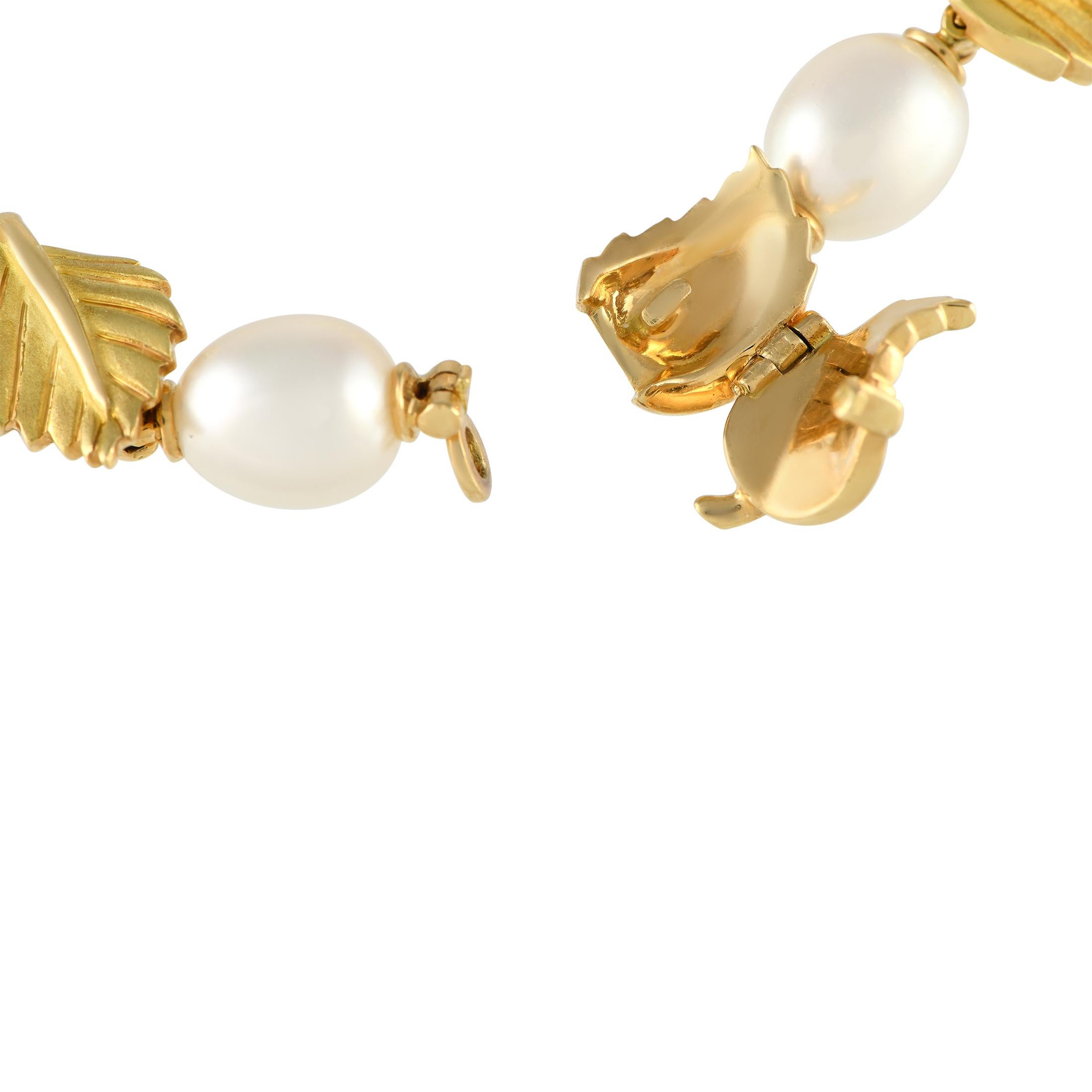 tiffany gold pearl necklace