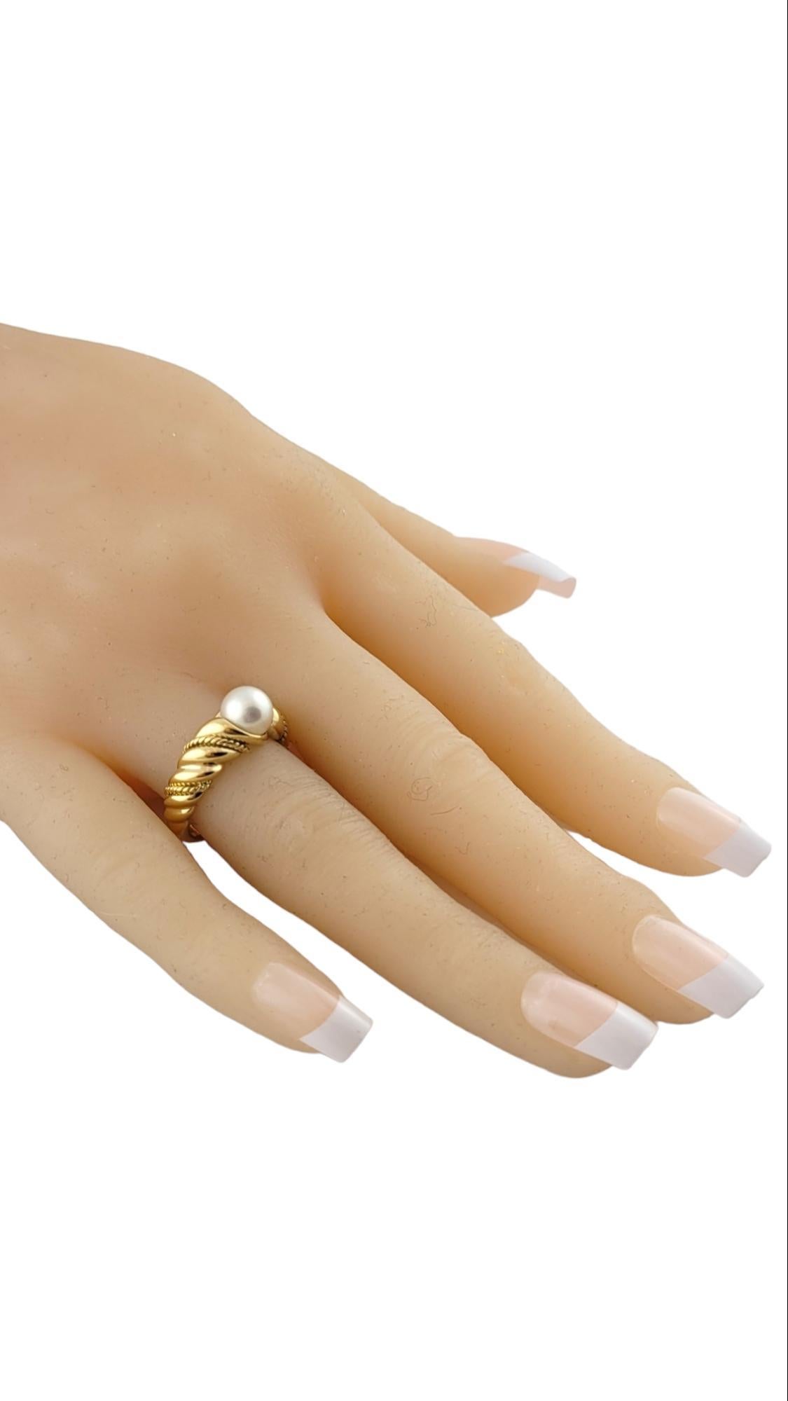 Tiffany & Co 18K Yellow Gold Pearl Ring Size 7.25 #15842 In Good Condition For Sale In Washington Depot, CT