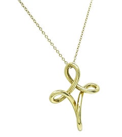 Tiffany & Co 18k Yellow Gold Peretti Cross Pendant Necklace