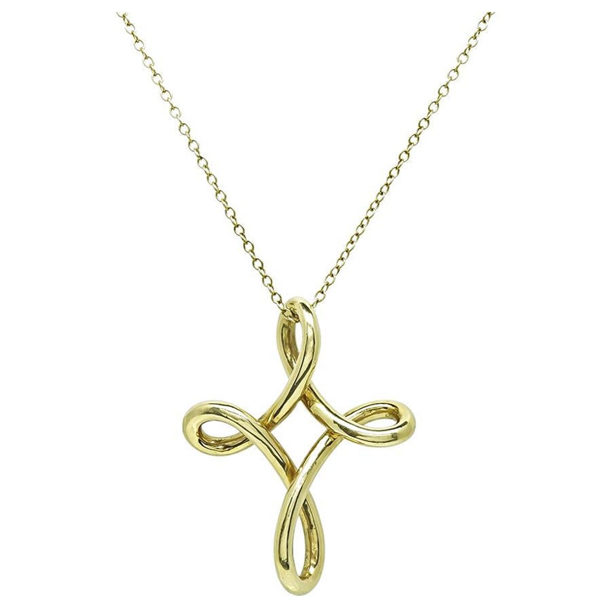 Tiffany & Co. Collana con ciondolo a croce Peretti in oro giallo 18 carati