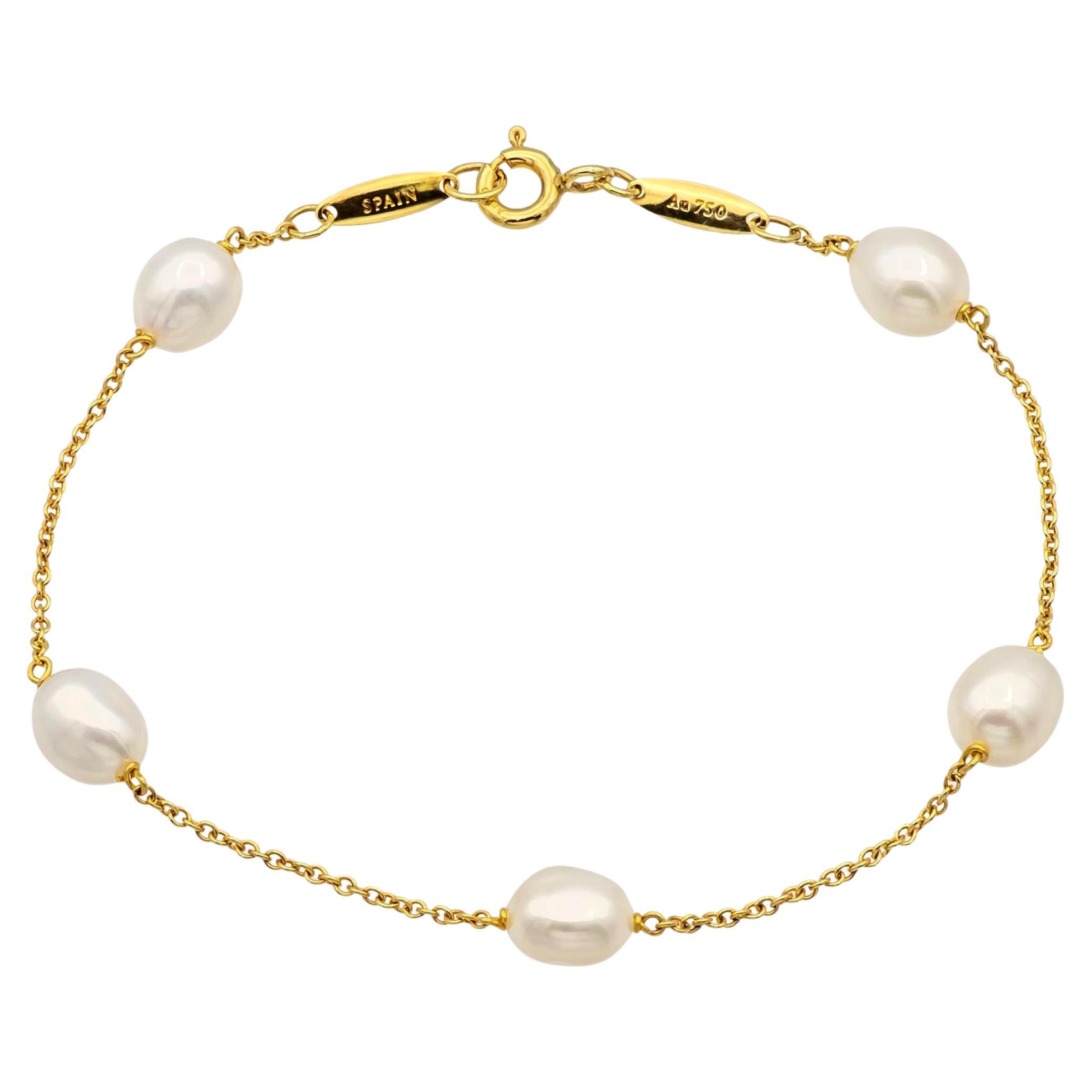 Tiffany & Co. Pulsera de oro amarillo de 18 quilates Peretti Pearls by the Yard 7" (Perlas por metros)