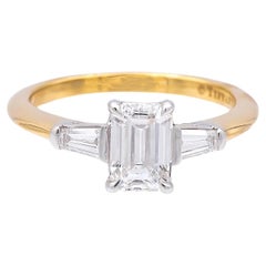 Used Tiffany & Co. 18K Yellow Gold Plat Emerald Cut Engagement Ring 1.16ct TW EVVS2