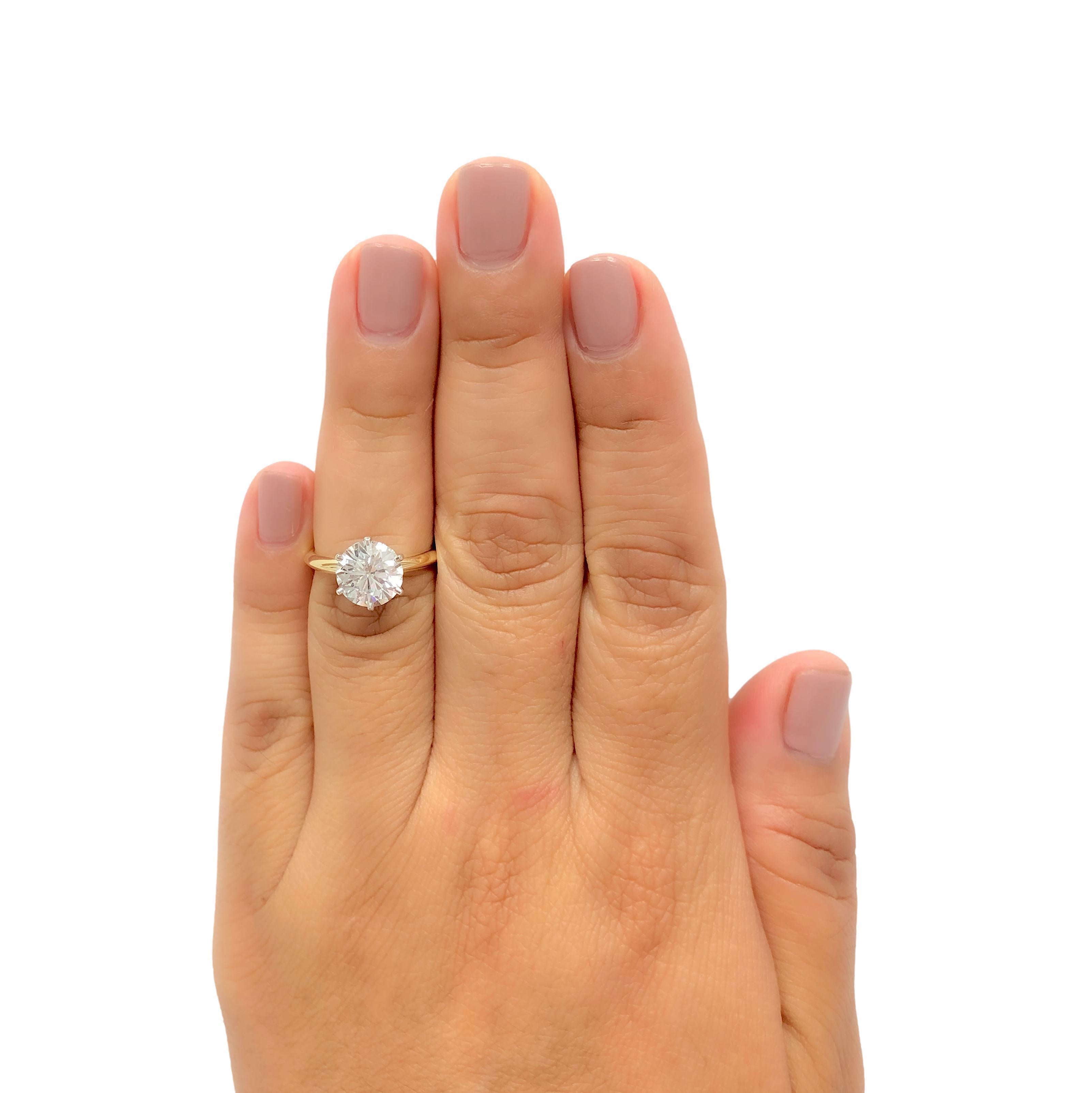 Tiffany & Co 18K Yellow Gold Platinum 2.42 ct DVS1 Round Diamond Engagement Ring 2