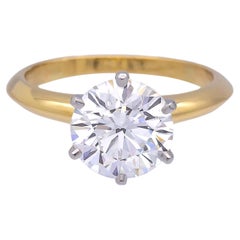 Tiffany & Co 18K Yellow Gold Platinum 2.42 ct DVS1 Round Diamond Engagement Ring