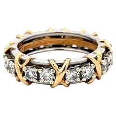 Anillo de Tiffany & Co de oro amarillo de 18 quilates y platino, con un diamante redondo de 1,14 ct, calidad F VS, talla 5