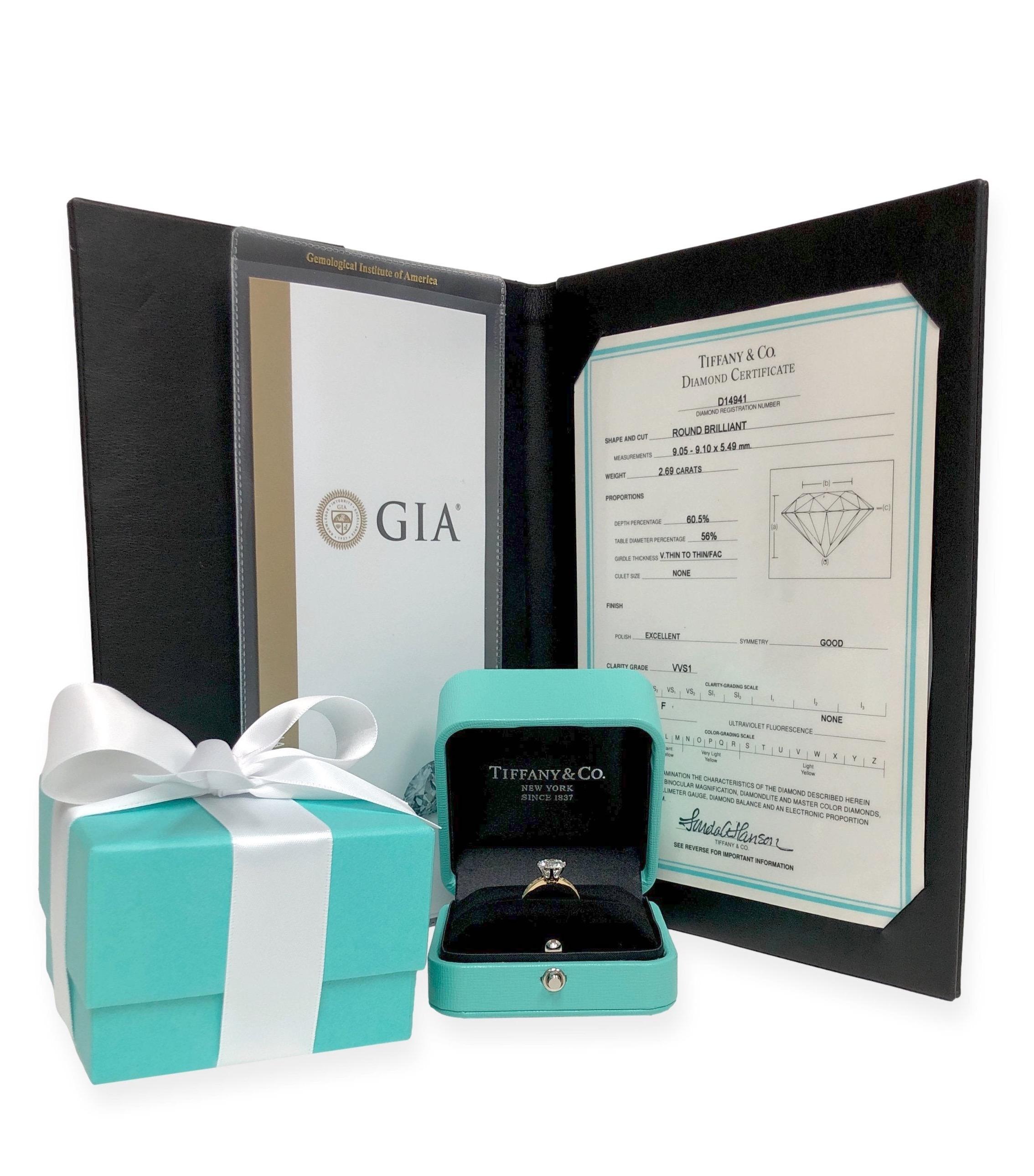 Tiffany & Co. 18K Gelbgold Platin Channel Set Runder Diamant Verlobungsring 6