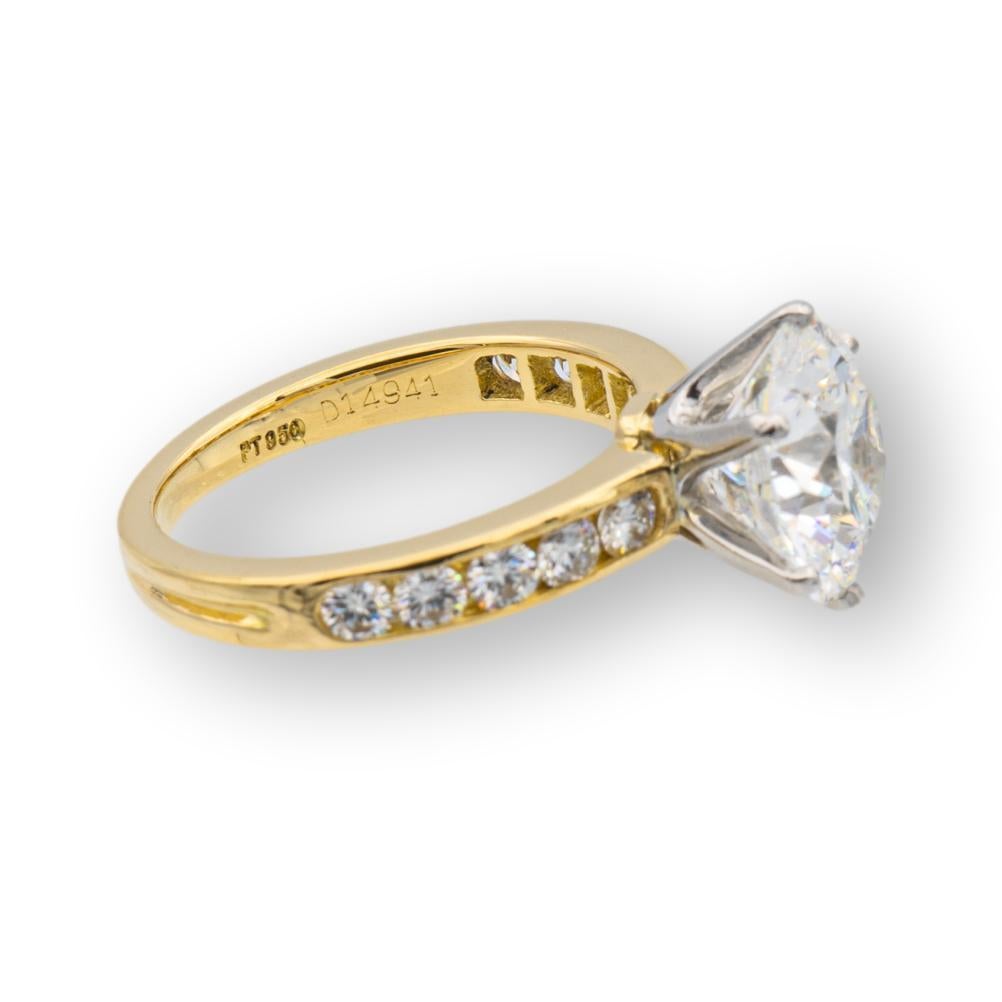 Tiffany & Co. 18K Gelbgold Platin Channel Set Runder Diamant Verlobungsring (Zeitgenössisch)